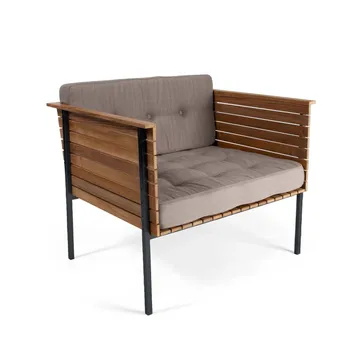 Häringe lounge-nojatuoli - Sunbrella Natté Nature Grey-tiikki-musta - Skargaarden