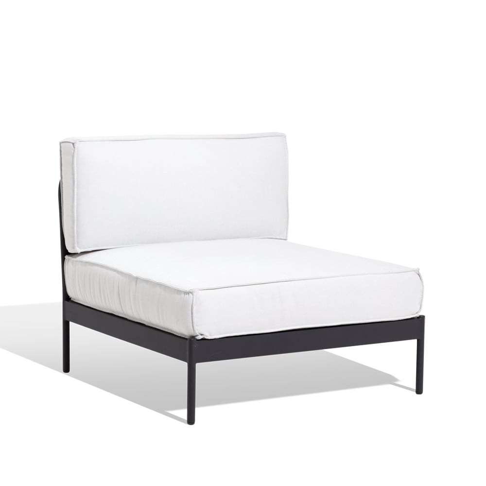 Skargaarden Lidö moduulisohva Sunbrella Deave silver grey, keskiosa, tummanharmaa alumiinikehys