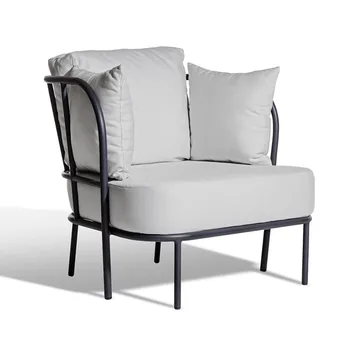 Saltö lounge-nojatuoli - Sunbrella silver grey, charcoal grey alumiinirunko - Skargaarden