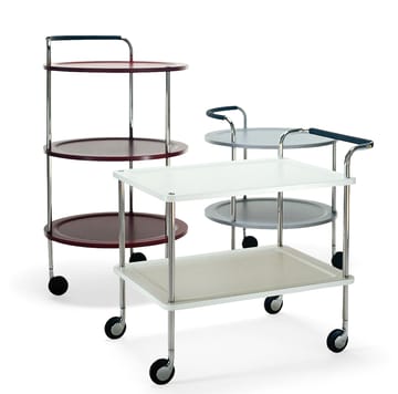 Trolley Round basic tarjoiluvaunu - Viininpunainen, kromirunko - SMD Design