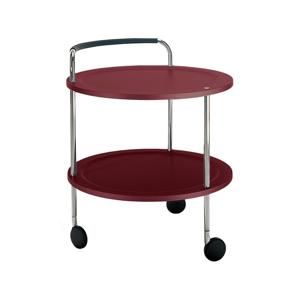 SMD Design Trolley Round basic tarjoiluvaunu Viininpunainen, kromirunko