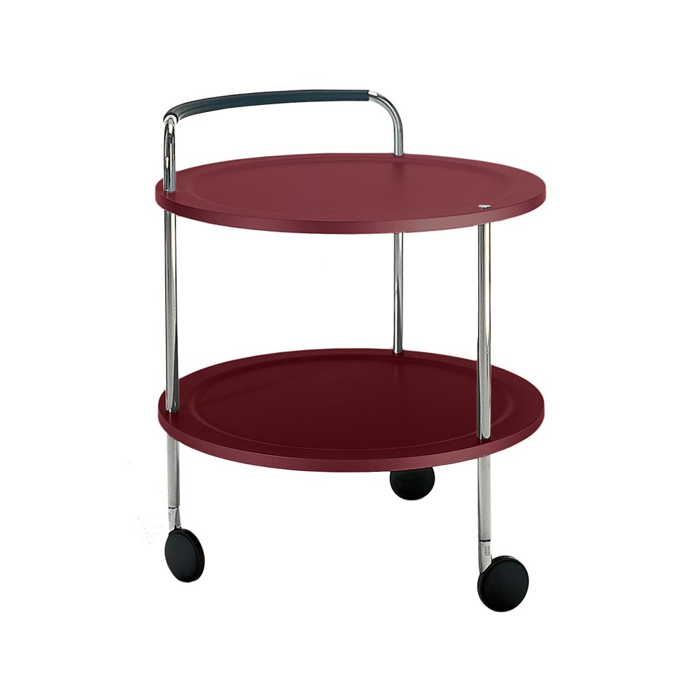 SMD Design Trolley Round basic -tarjoiluvaunu Viininpunainen kromirunko