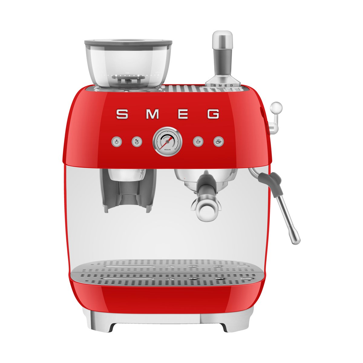 Smeg 50's Style espressokone kahvimyllyllä Punainen