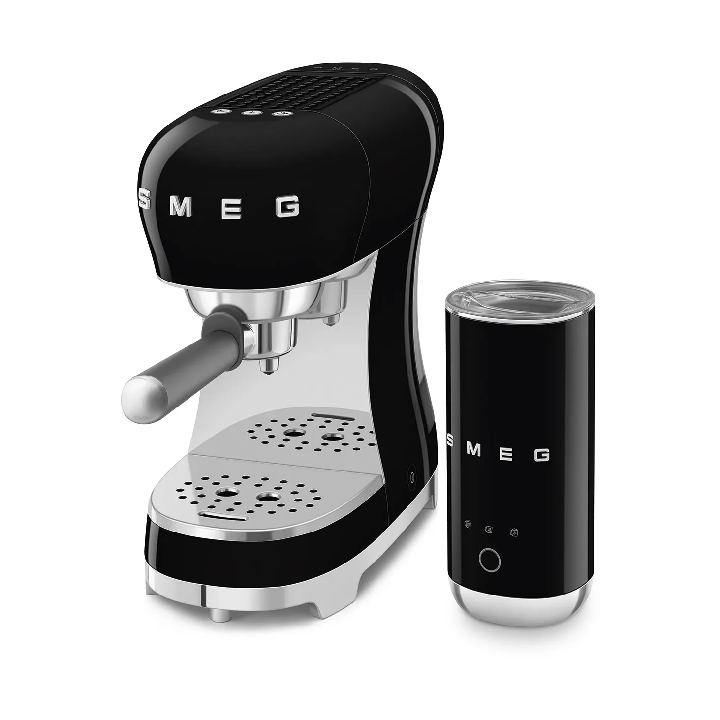 Smeg 50's Style espressokone maidonvaahdottimella, Musta Smeg