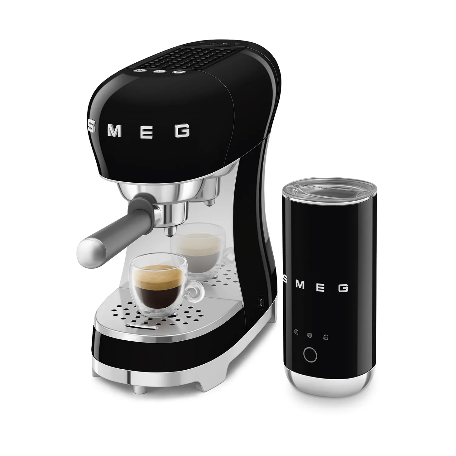 Smeg 50's Style espressokone maidonvaahdottimella, Musta Smeg