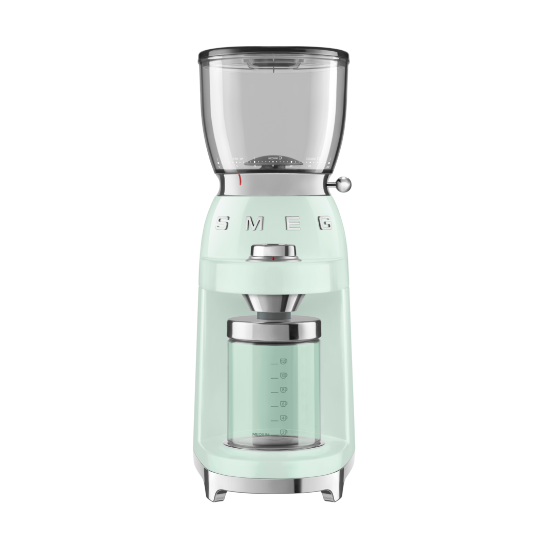 Smeg 50's Style -kahvimylly, jossa on kierrätysmateriaalia Pastellinvihreä