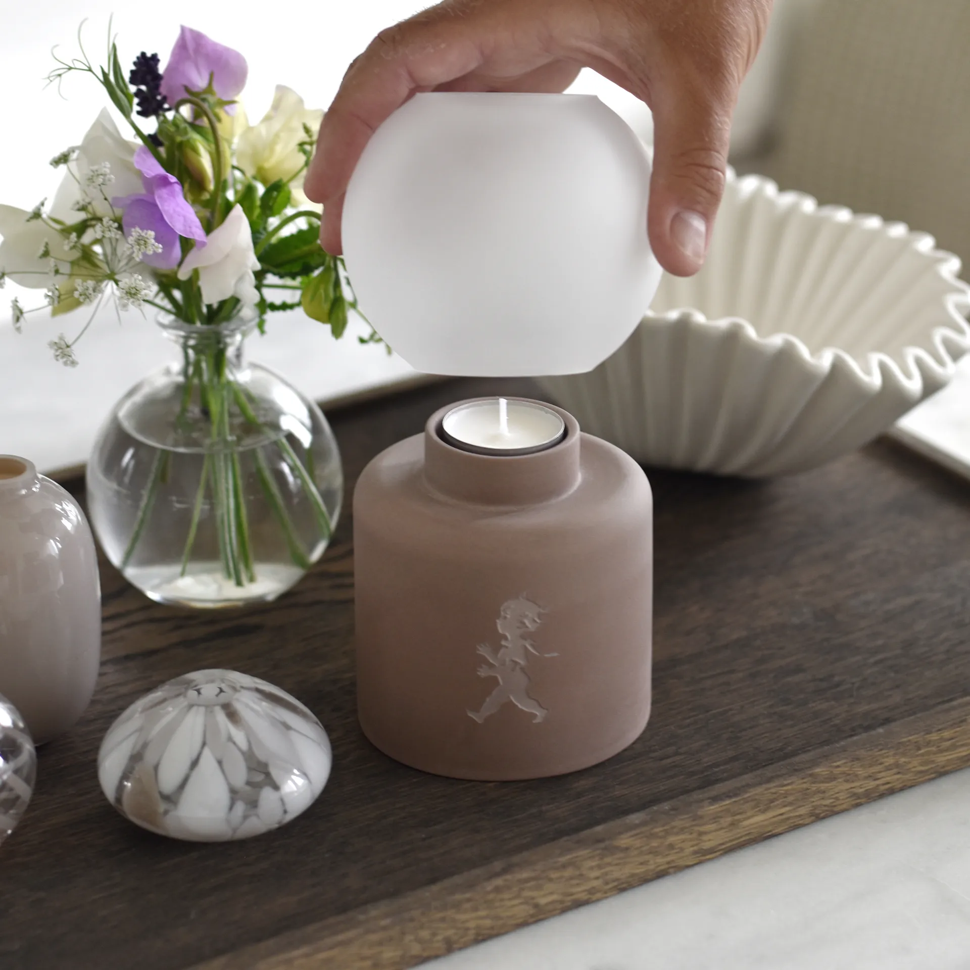 Globe lämpökynttilälyhty Ø9,5x17 cm, Ruskea Solstickan Design