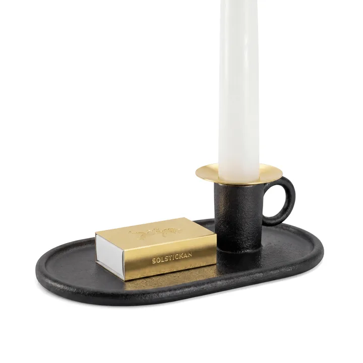 Kammakynttilänjalka tulitikkukotelolla - Musta - Solstickan Design