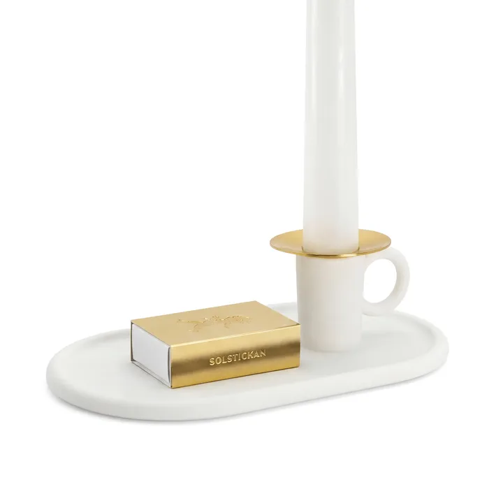 Kammakynttilänjalka tulitikkukotelolla - Valkoinen - Solstickan Design