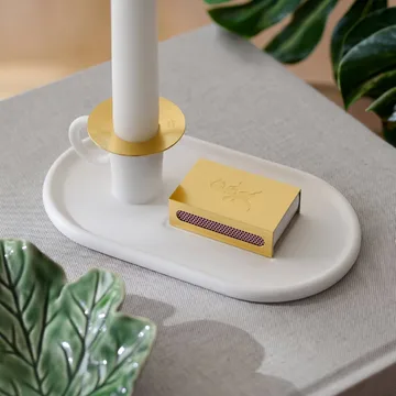 Kammakynttilänjalka tulitikkukotelolla - Valkoinen - Solstickan Design