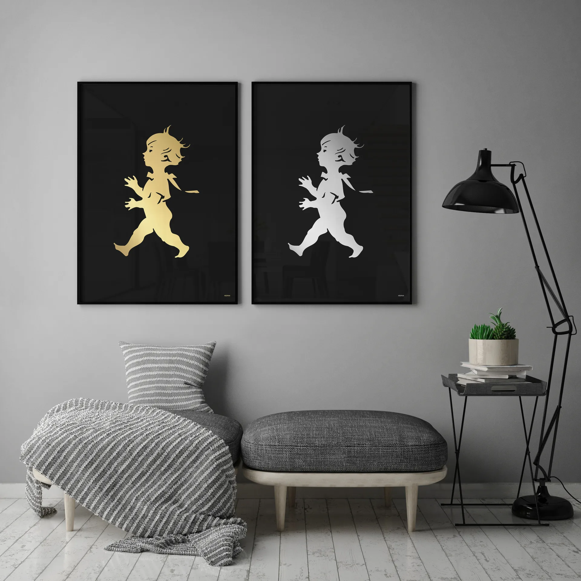 Solstickan juliste 50 x 70 cm, Kulta-musta Solstickan Design