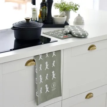 Solstickan keittiöpyyhe 50 x 70 cm - Vihreä-valkoinen - Solstickan Design