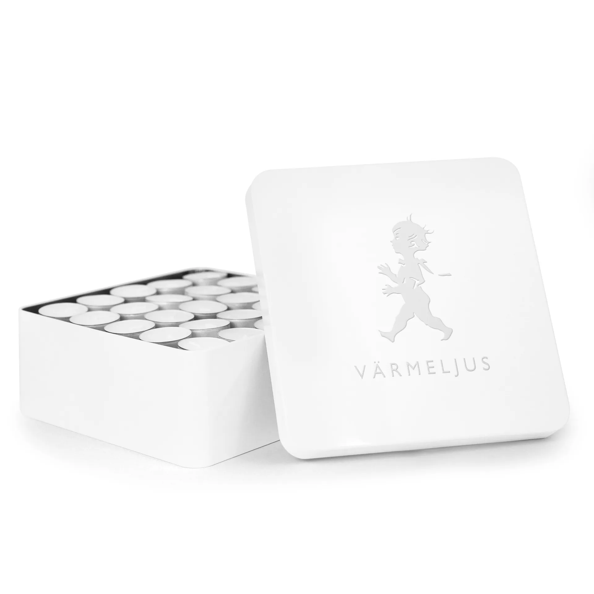 Solstickan laatikko lämpökynttilöille 21 x 21 cm, Valkoinen korkeakiiltoinen Solstickan Design