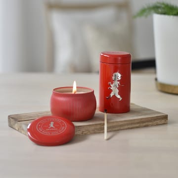 Solstickan lahjapakkaus tuoksukynttilä + tulitikkuaski - Punainen-tuoksukynttilä kaneli & appelsiini - Solstickan Design