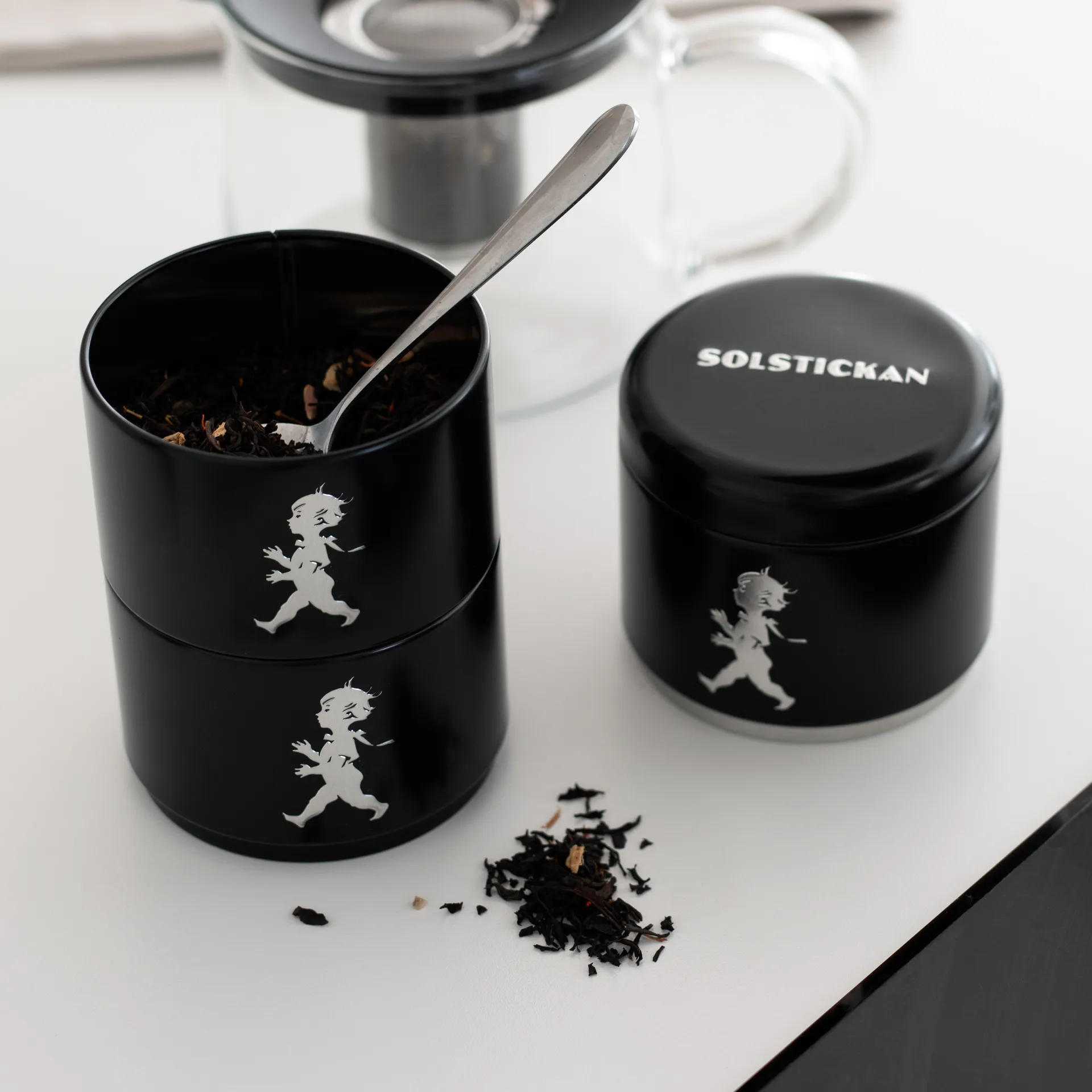 Solstickan säilytyspurkki kolmiosainen Ø 8,5 cm, Musta Solstickan Design