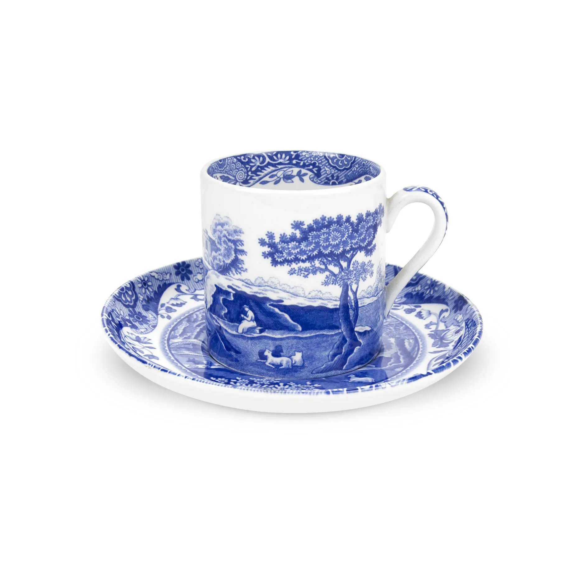 Blue Italian -kahvikuppi ja aluslautanen, 9 cl Spode
