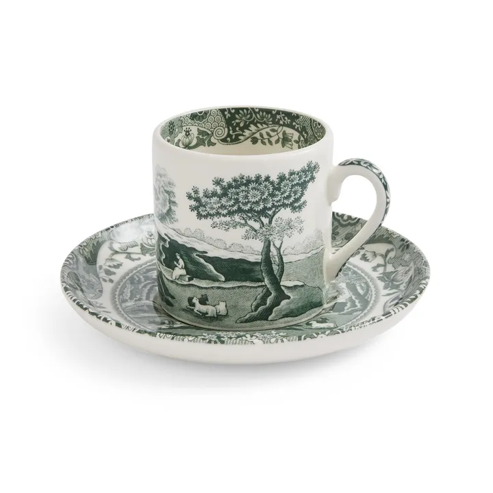 Heritage Green Italian kuppi ja lautanen - Vihreä, espresso, 9 cl - Spode