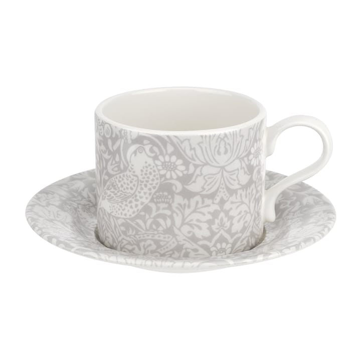 Strawberry Thief -teekuppi aluslautasella 28 cl - Grey - Spode