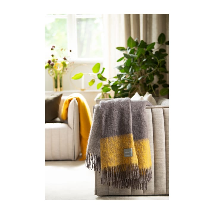 Mohair viltti, mustard & charcoal stripe Stackelbergs