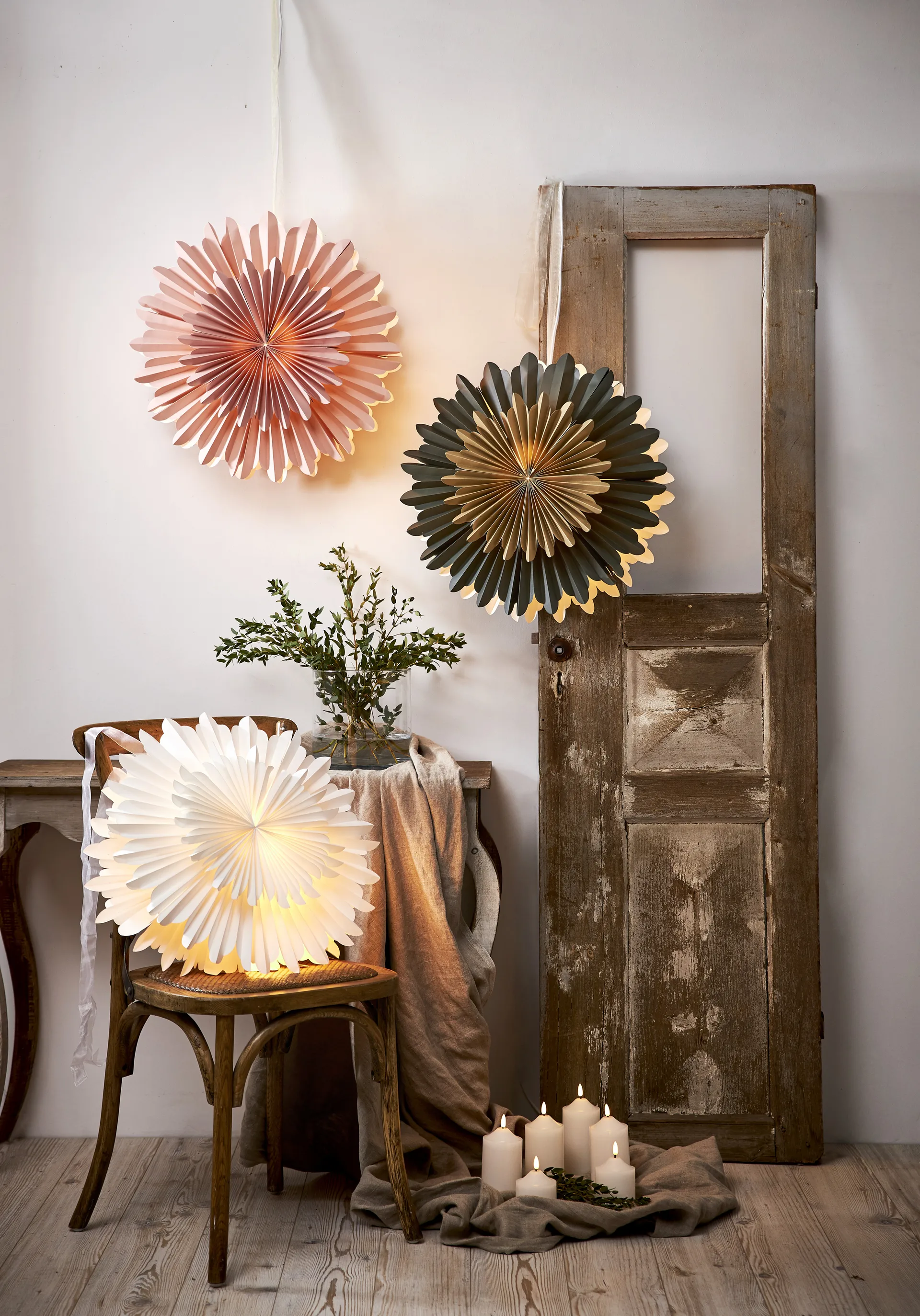 Crystal adventtitähti Ø50 cm, Roosa Star Trading