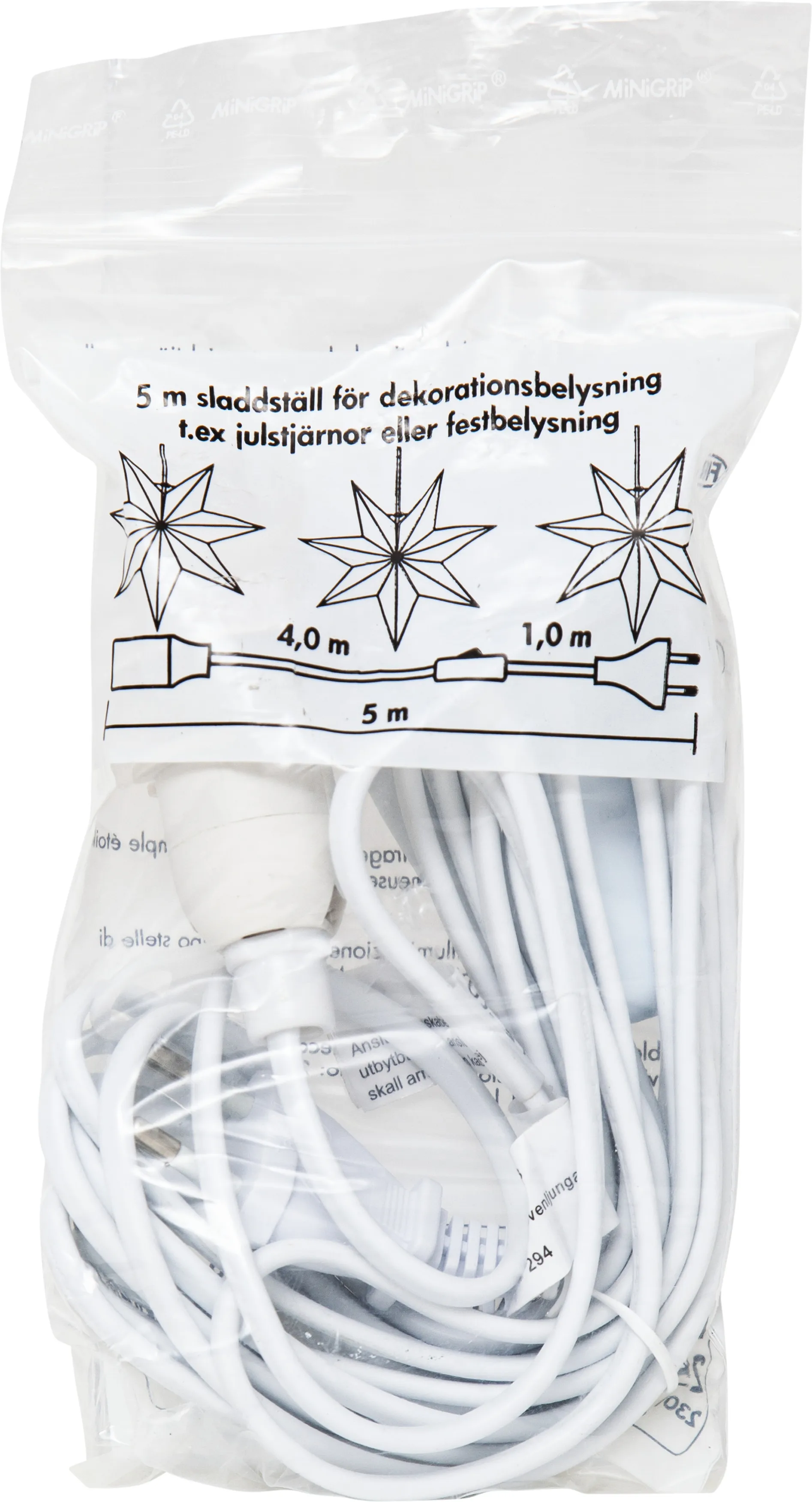 Johtoteline E14 5 m katkaisijalla, Valkoinen Star Trading