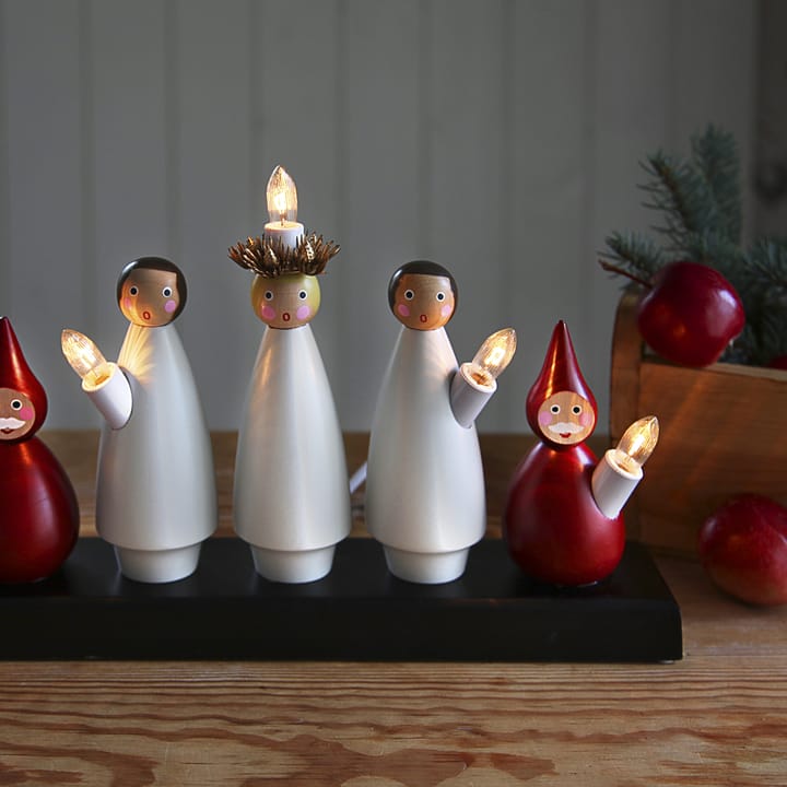 Lucia Choir sähkökynttelikkö, valkoinen-punainen Star Trading