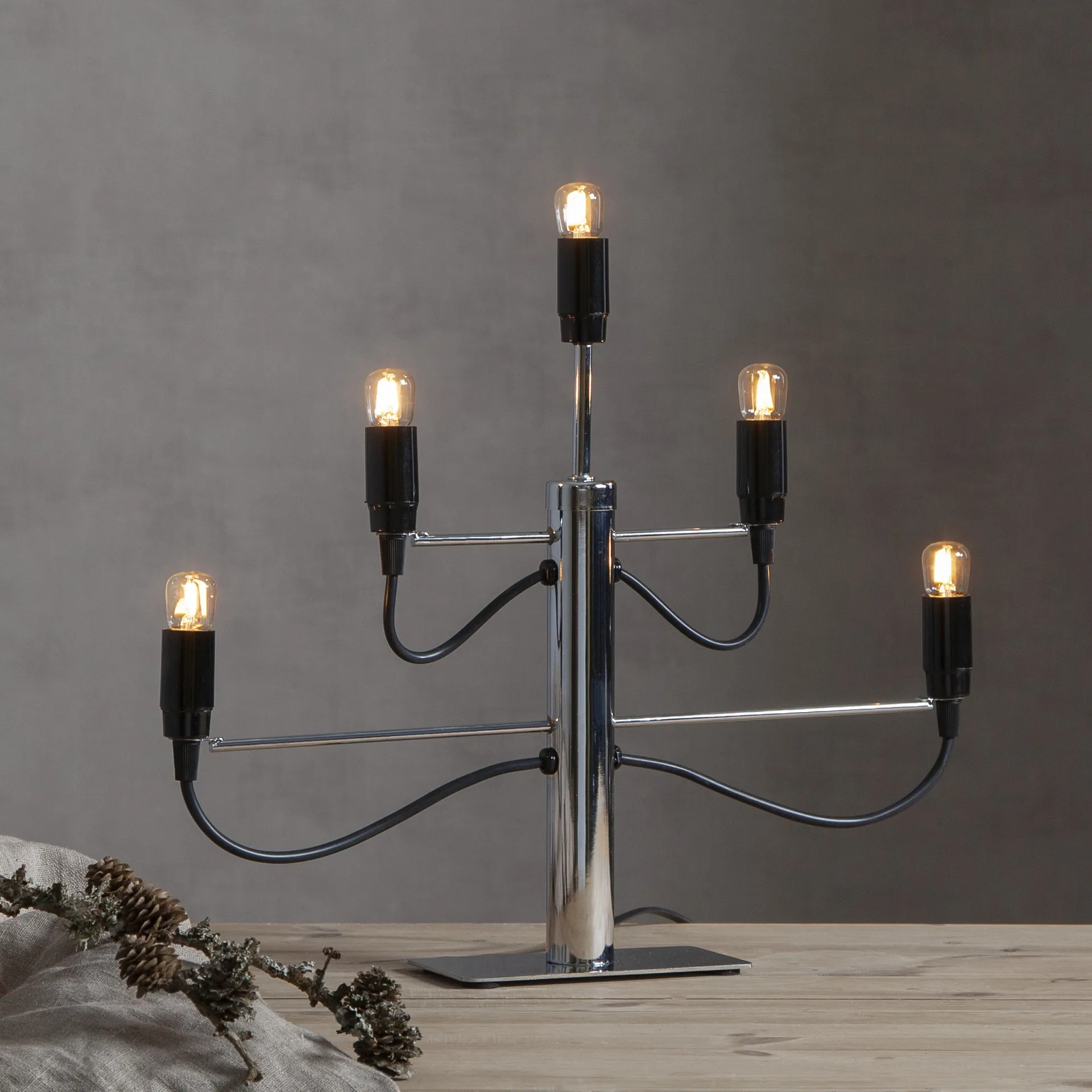 Milano 5 kynttilänjalka 46 cm 2-pakkaus - Kromi Star Trading