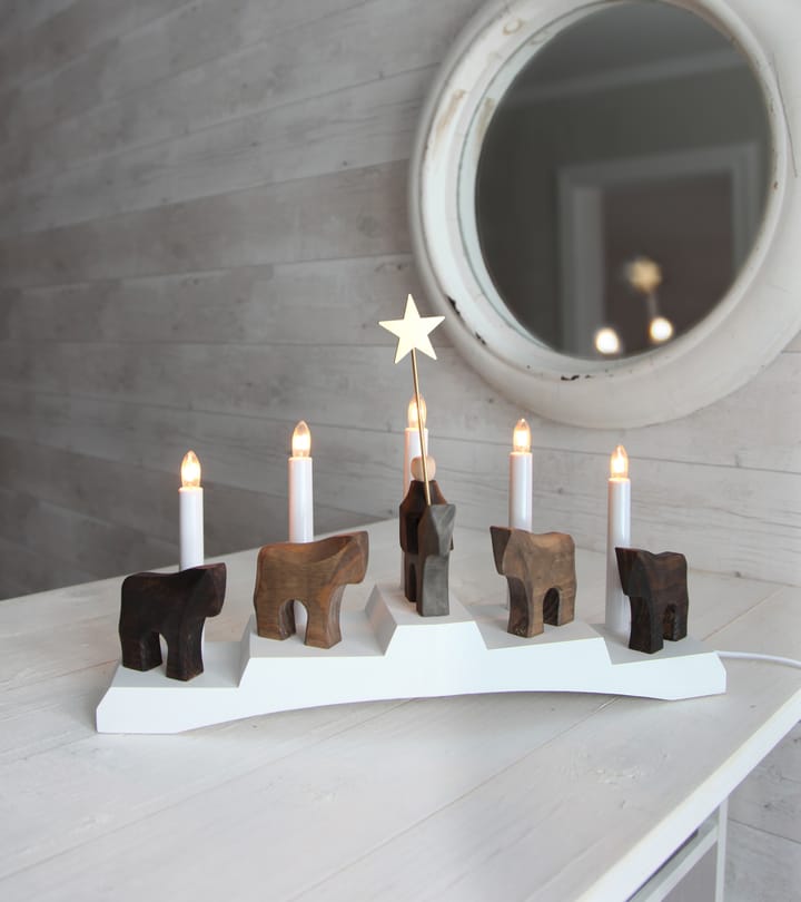 Staffans hevoset adventtikynttilänjalka 5 lamppua, Valkoinen Star Trading
