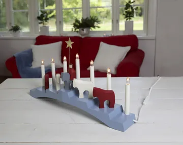 Staffans hevoset adventtikynttilänjalka 7 lamppua - Sininen - Star Trading