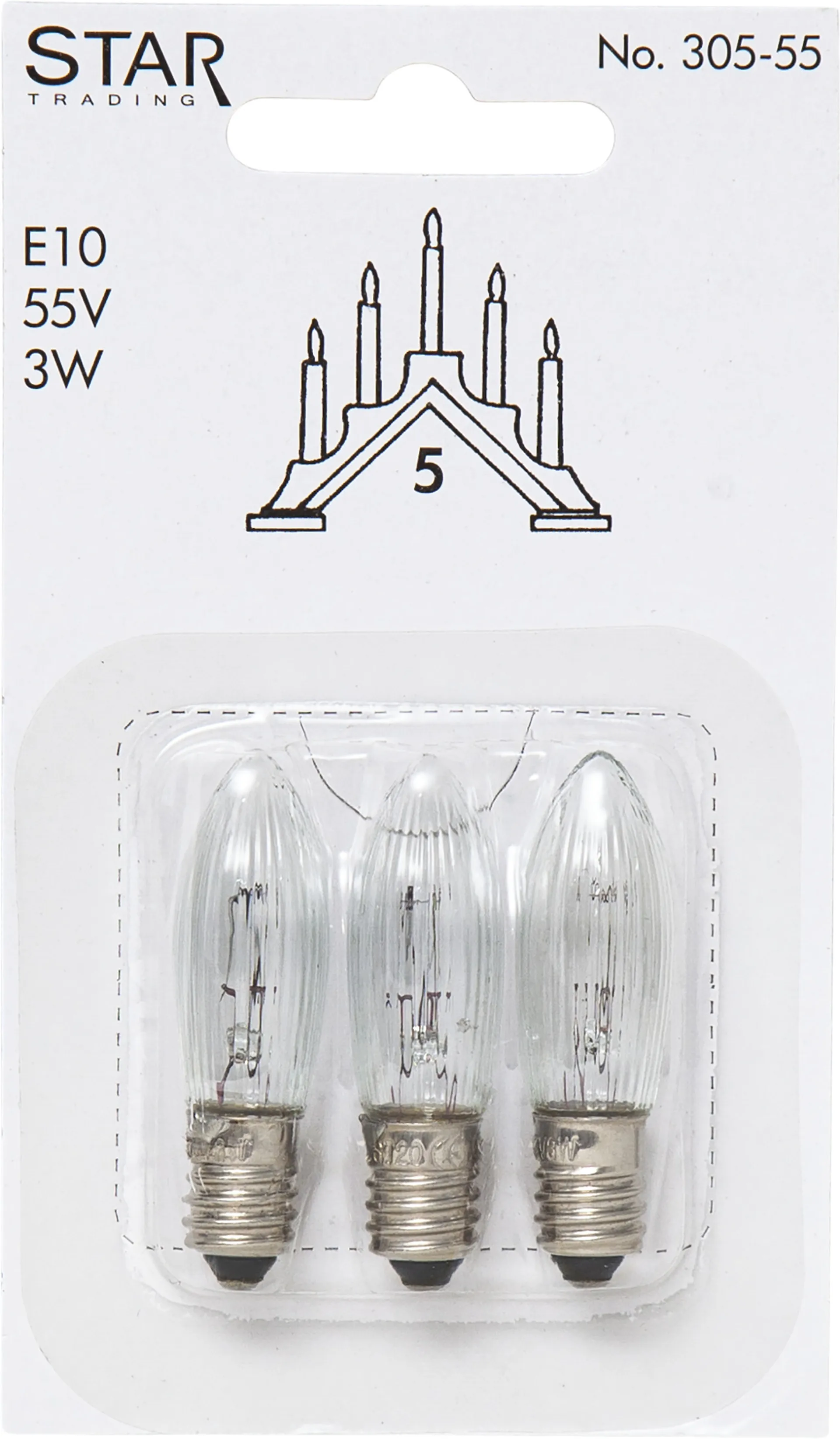 Star Trading varalamput E10 3kpl, 305-55 (5-armad) Star Trading