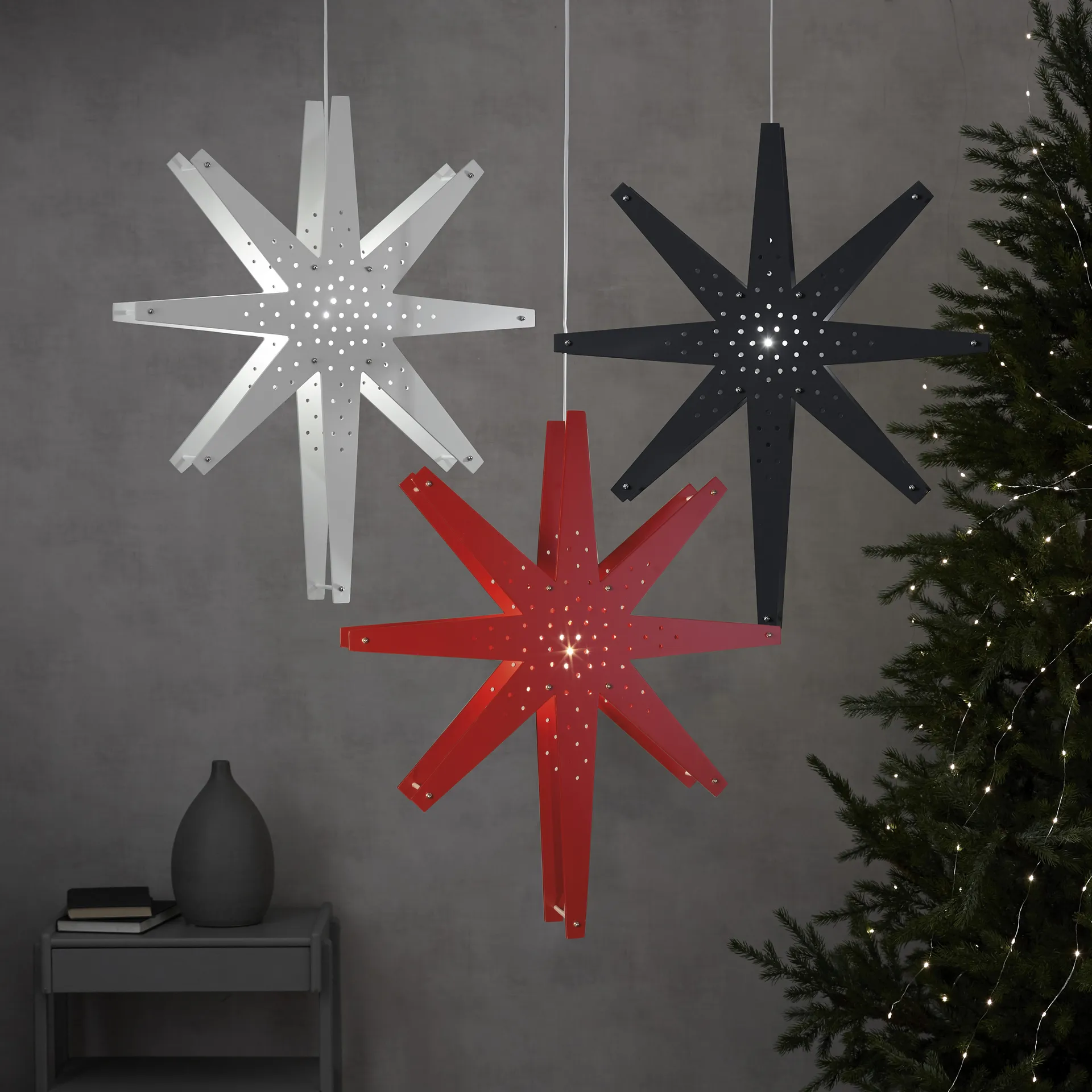 Tall adventtitähti 60x70 cm, Valkoinen Star Trading