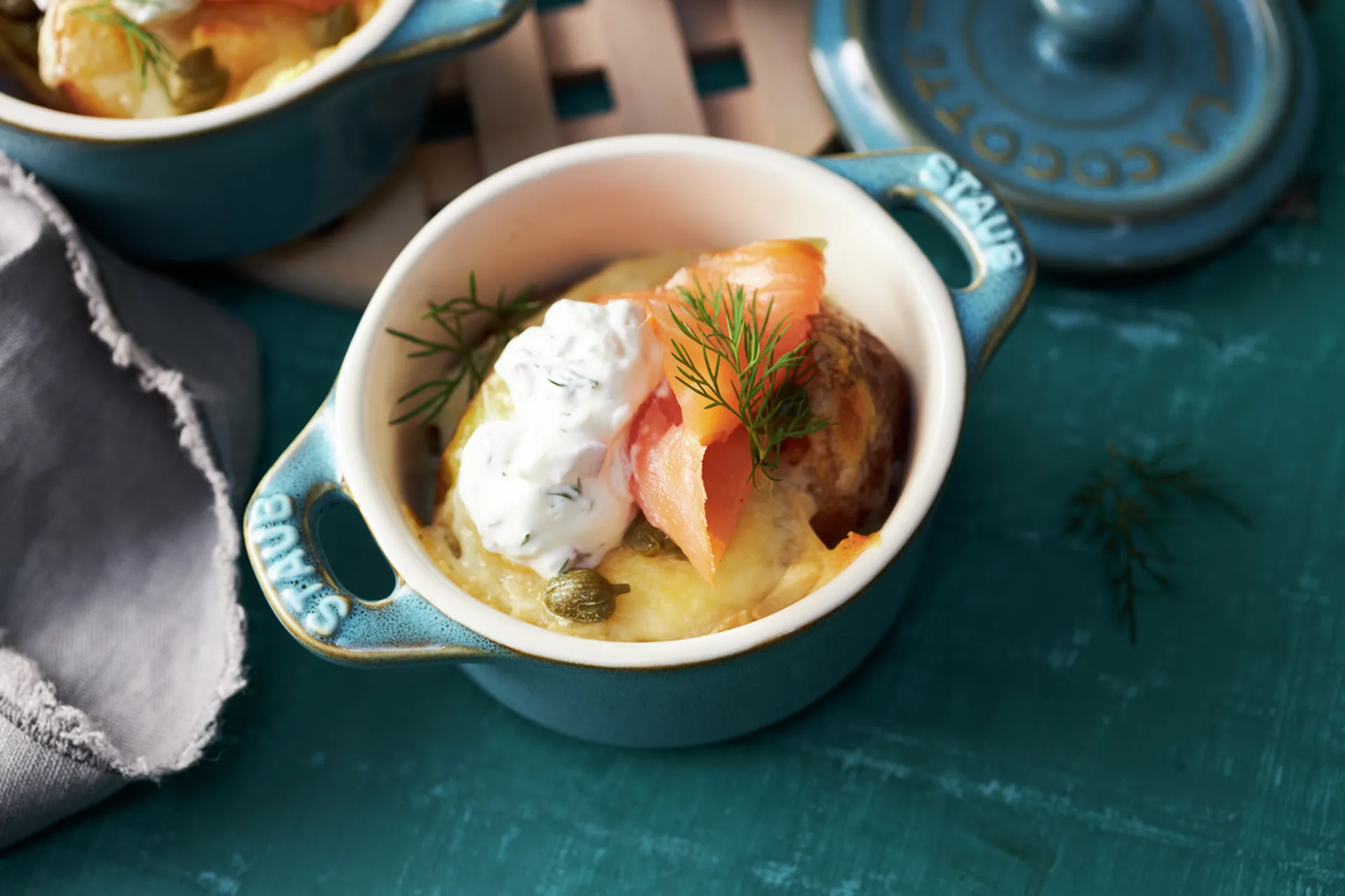 Staub kattilasetti mini Ø10 cm 4-pack, Antiikki turkoosi STAUB