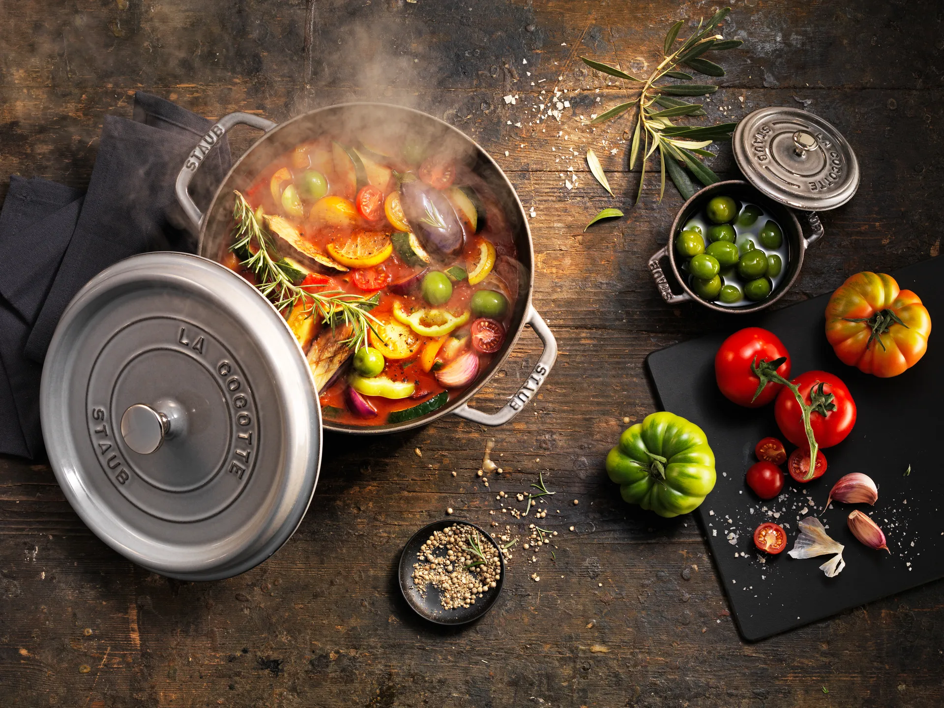 Staub La Cocotte pyöreä pata valurauta 12,6 L, Grafiitinharmaa STAUB