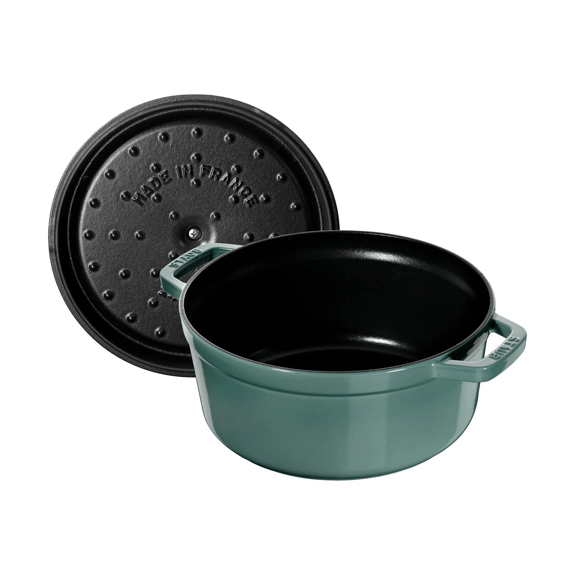 Staub La Cocotte pyöreä pata valurauta 3,8 L., Eukalyptus puu STAUB