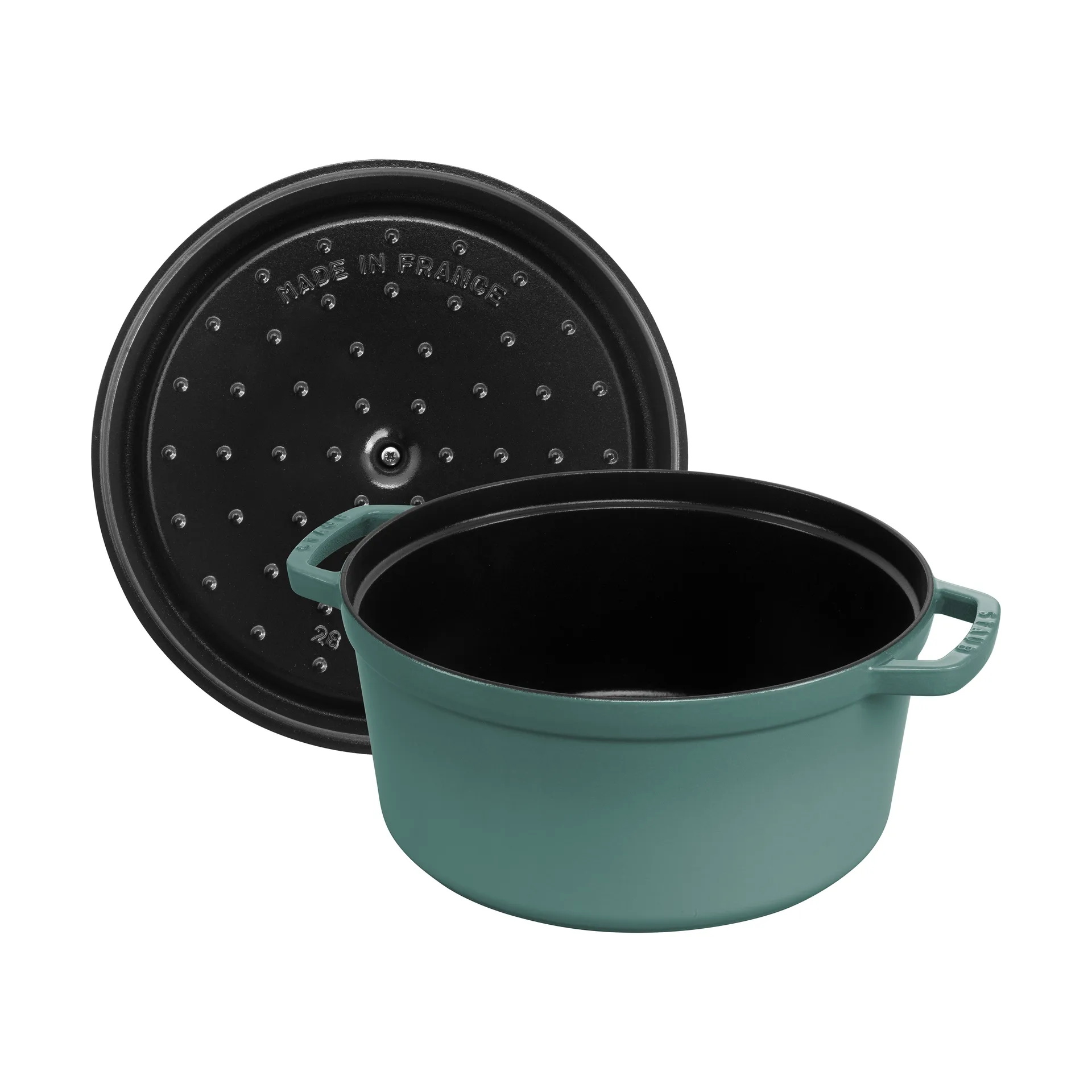 Staub La Cocotte pyöreä pata valurauta 6,7 L, Eukalyptus puu STAUB