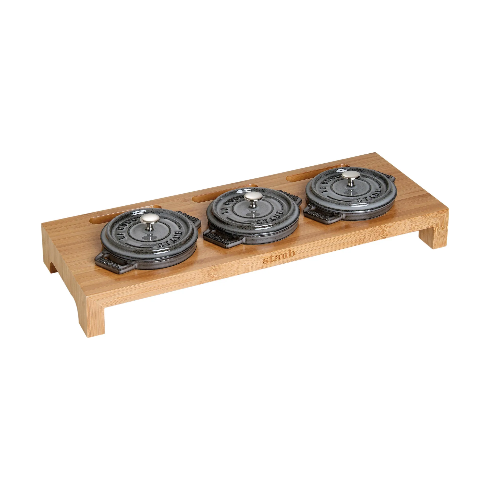 Staub tarjoiluteline 3 minikattilalle, Bambu STAUB
