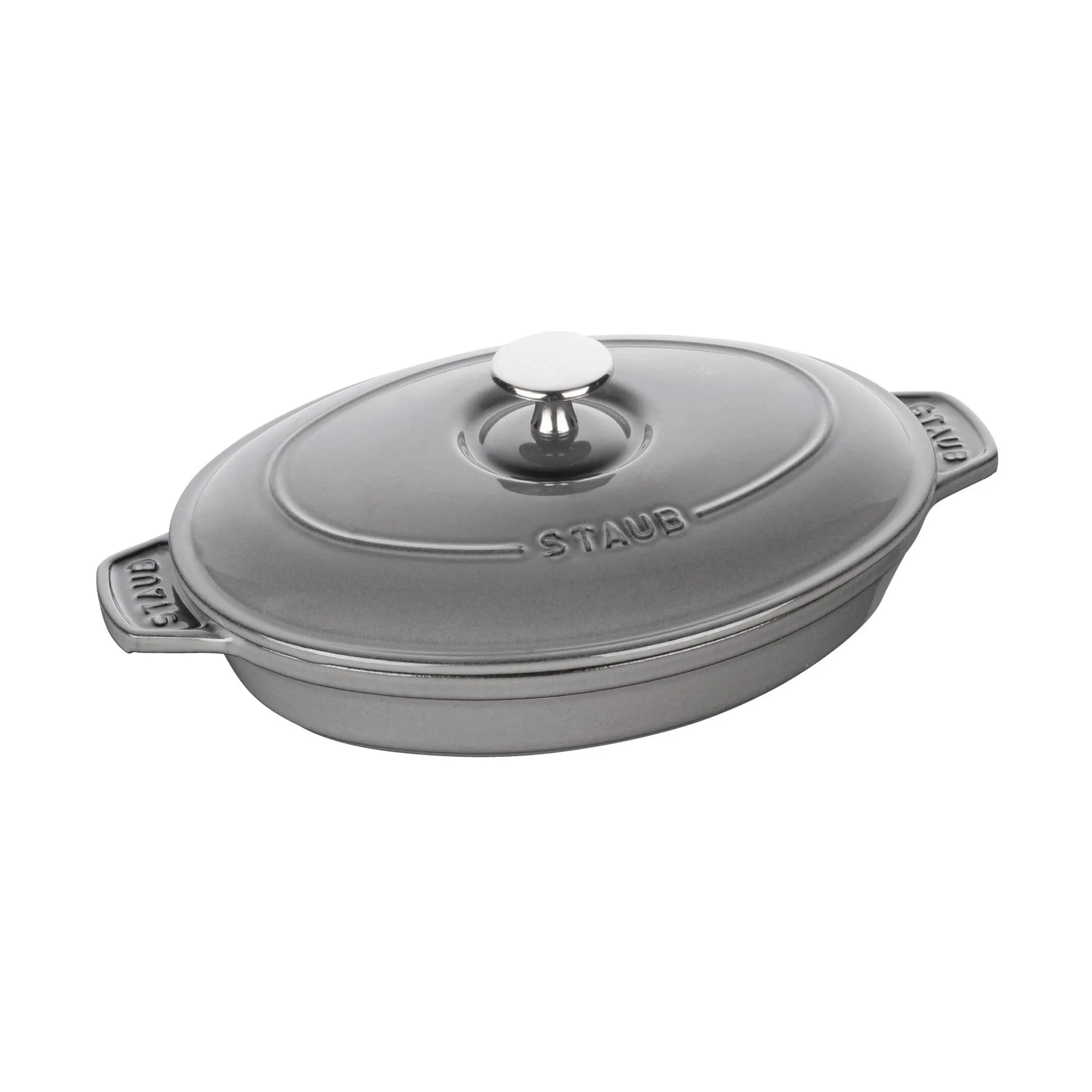 Staub valurautapata kannella ovaali 23 cm., Grafiitinharmaa STAUB