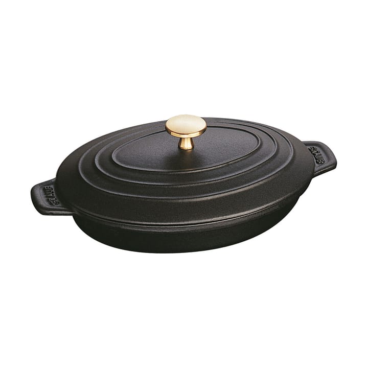 Staub valurautapata kannella ovaali 23 cm. - Musta - STAUB
