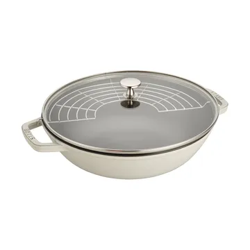 Staub wokpannu valurauta lasikannella Ø30 cm - White truffle - STAUB