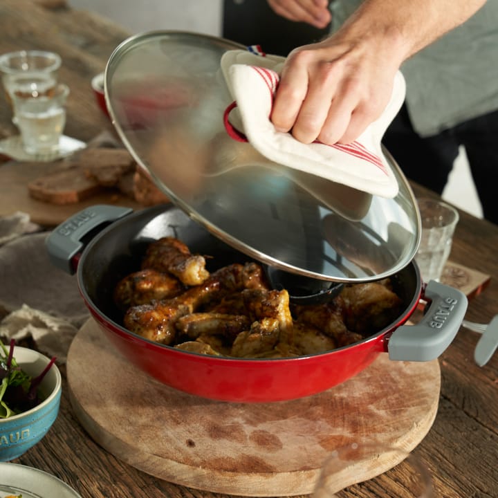 Wokkipannu lasikannella Ø30 cm 4,4 L, Punainen STAUB