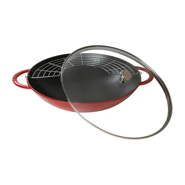 Wokkipannu lasikannella Ø37 cm 5,7 L - Punainen - STAUB
