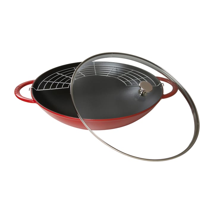 Wokkipannu lasikannella Ø37 cm 5,7 L - Punainen - STAUB