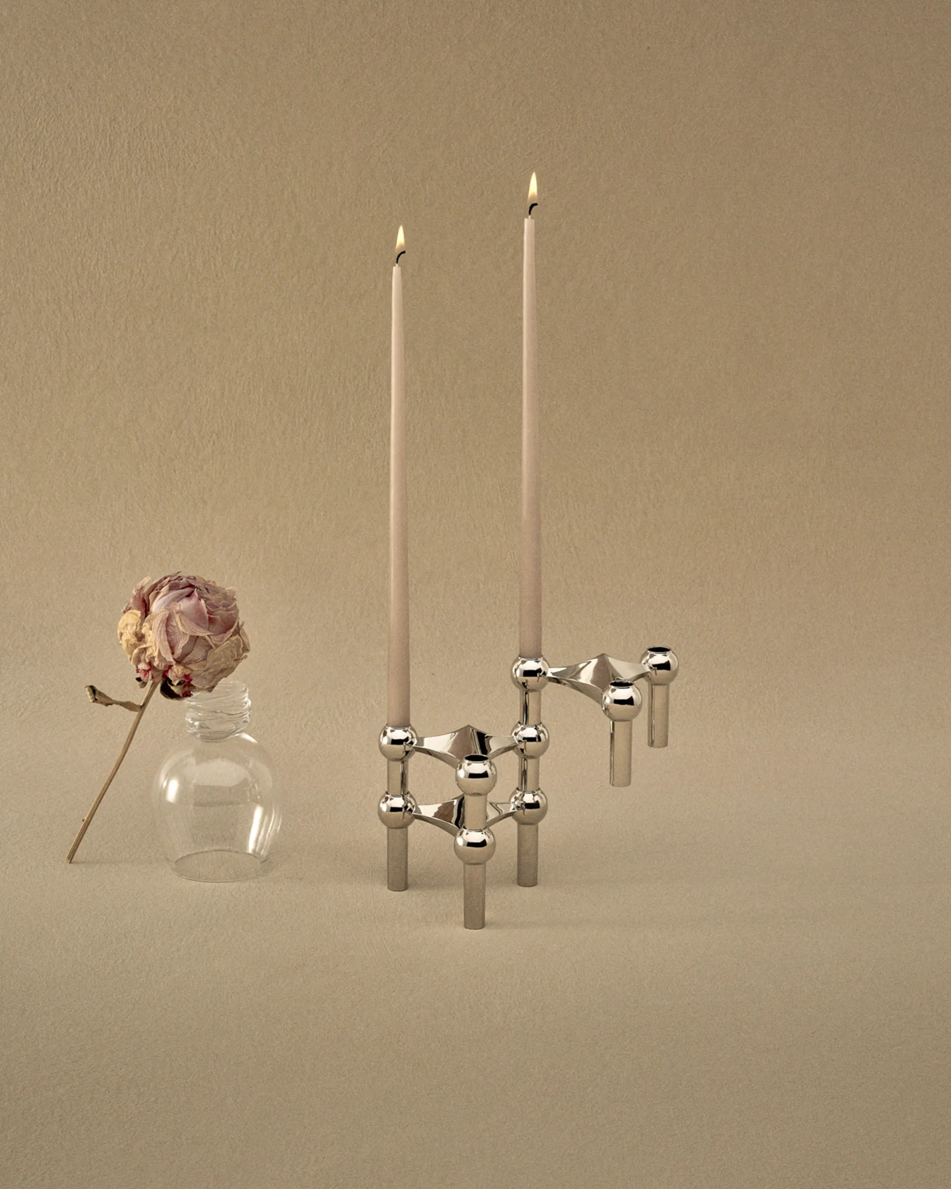 STOFF Nagel kynttilänjalka 3-pakkaus, kromi STOFF Nagel