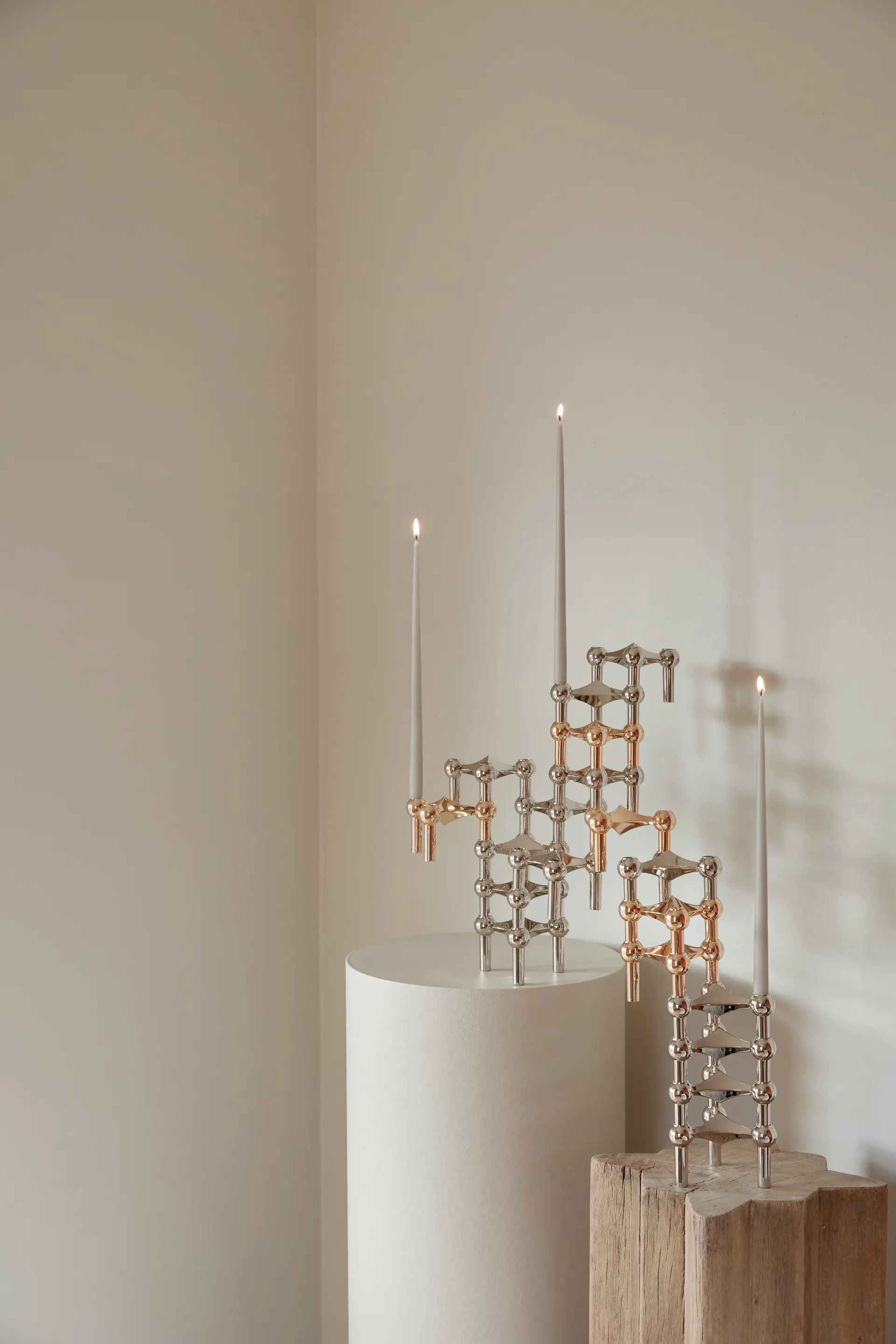 STOFF Nagel kynttilänjalka 3-pakkaus, Ruusukulta STOFF Nagel