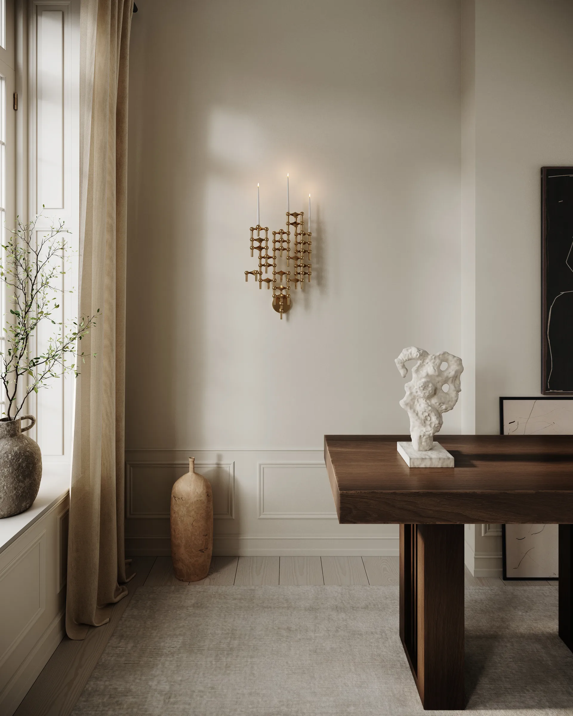 STOFF Nagel kynttilänjalka seinälle, Messinki STOFF Nagel