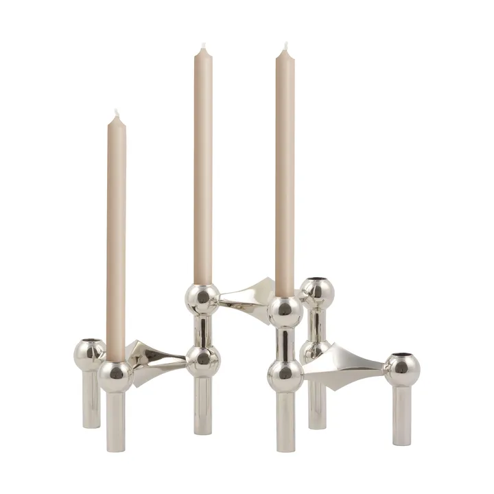 STOFF Nagel ljusstake krom 3-pack + Beige ljus 12-pack - STOFF Nagel