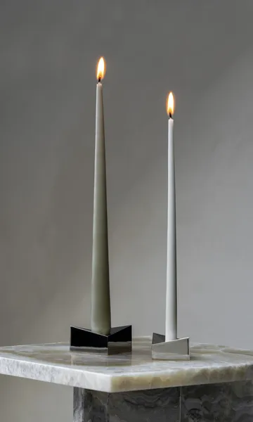 STOFF Nagel reflect -kynttilänjalka large 3,2 cm - Musta kromi - STOFF Nagel