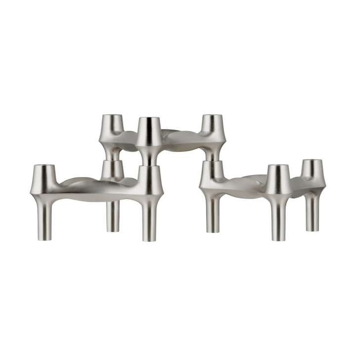 STOFF BMF kynttilänjalka 3-pack - Harjattu kromi - STOFF