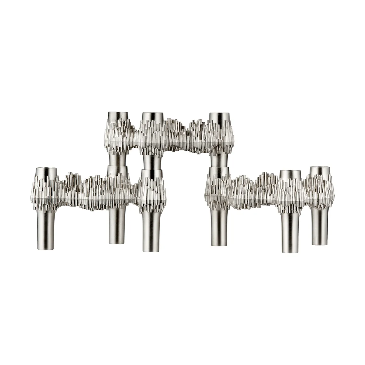 STOFF STOFF Quist kynttilänjalka 3-pack Harjattu kromi