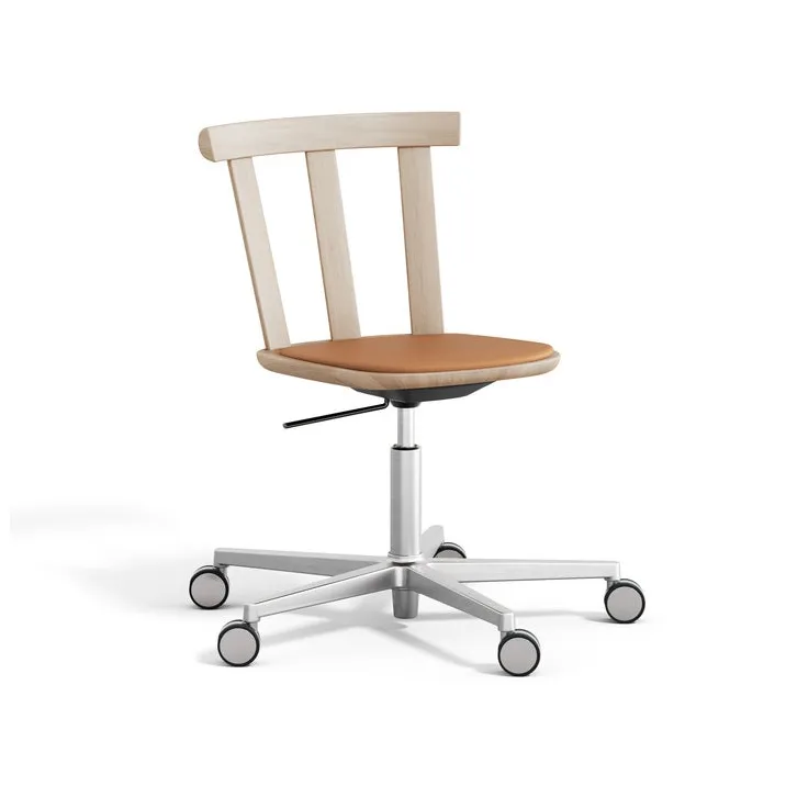 Alt tuoli kääntyvä jalusta verhoiltu istuin tammi., Elmotique 43024-valo matta lakkaus Stolab